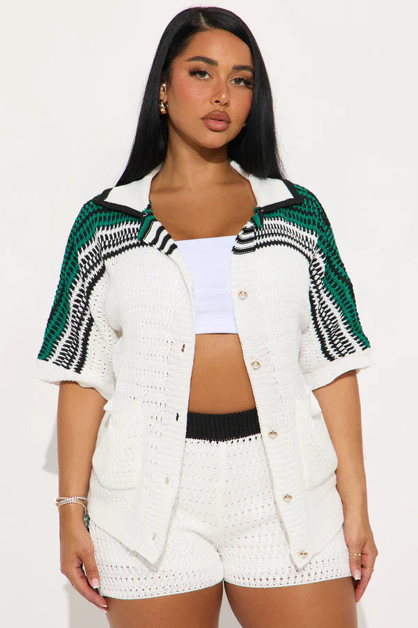 ID Crochet Short Set - White/combo