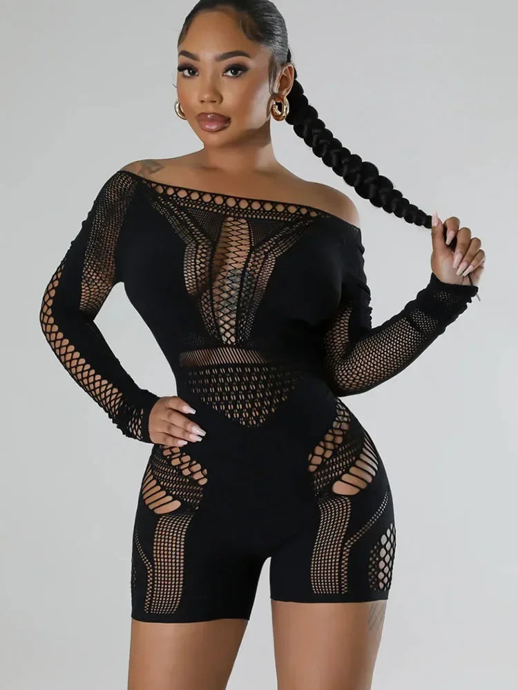 Sexy Mesh See Through Midnight Playsuits