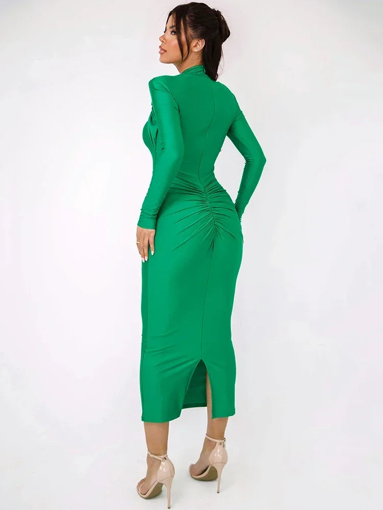 NovaThreads Hollow Out Long Sleeve Sexy Maxi Dress