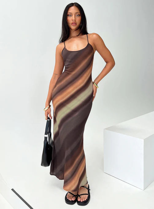 Otillie maxi dress brown multi