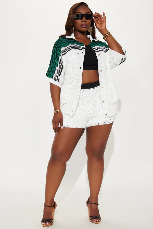 ID Crochet Short Set - White/combo