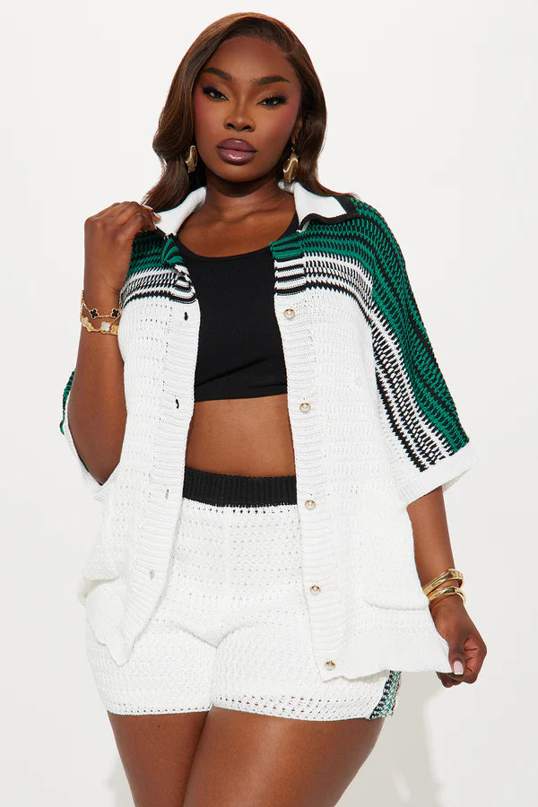 ID Crochet Short Set - White/combo