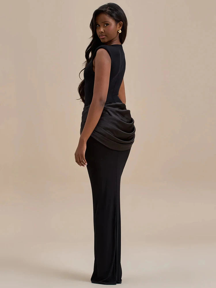 Sleeveless Ruched Sexy Maxi Dress