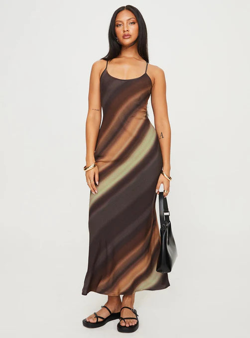 Otillie maxi dress brown multi