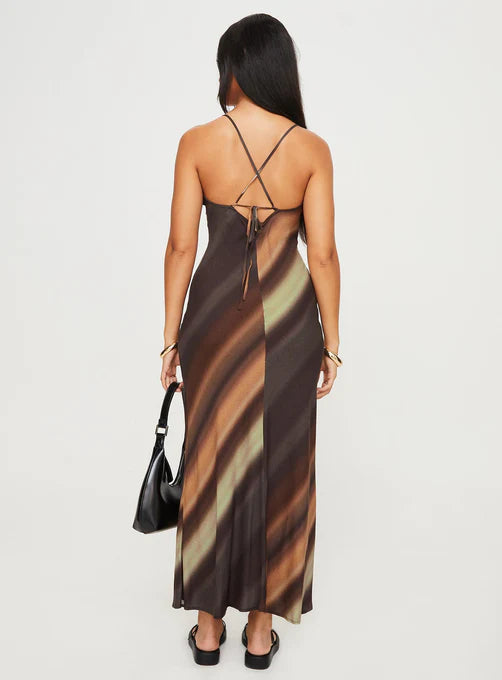 Otillie maxi dress brown multi