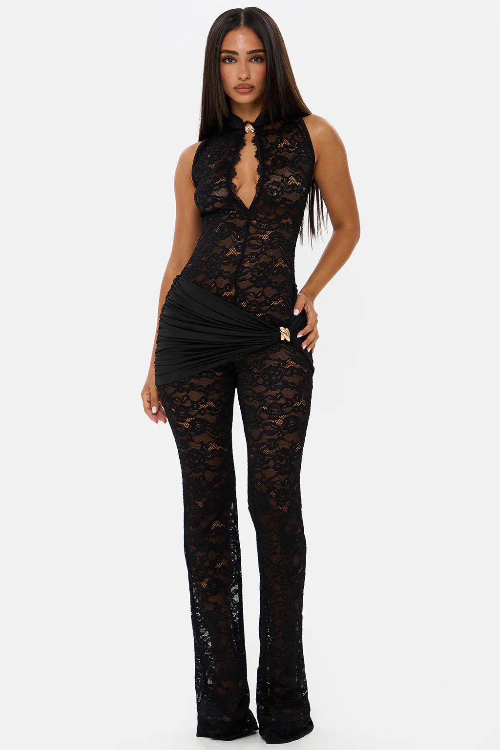 Golden Veil Lace Jumpsuit
