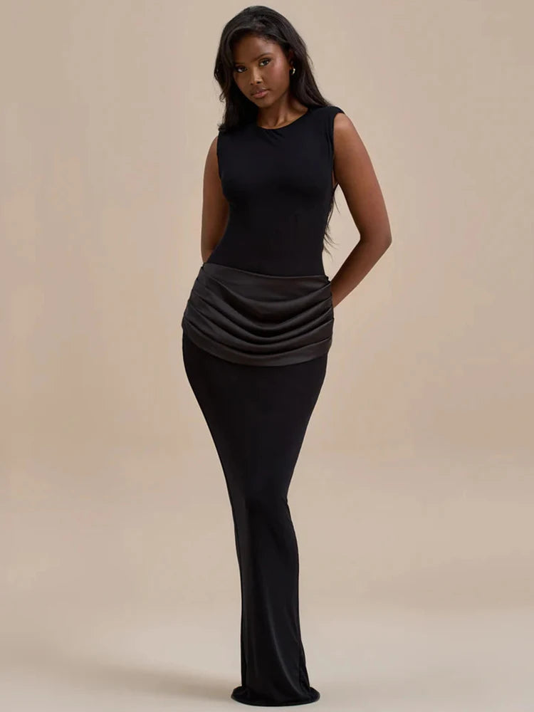 Sleeveless Ruched Sexy Maxi Dress
