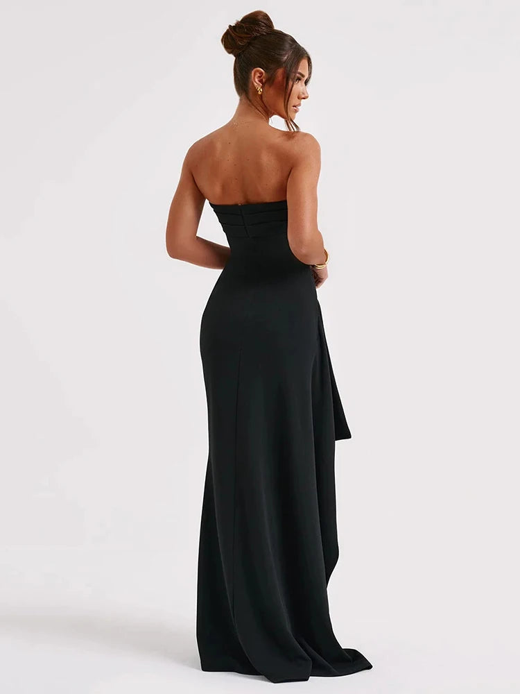 NT Strapless Backless High Split Maxi Dress