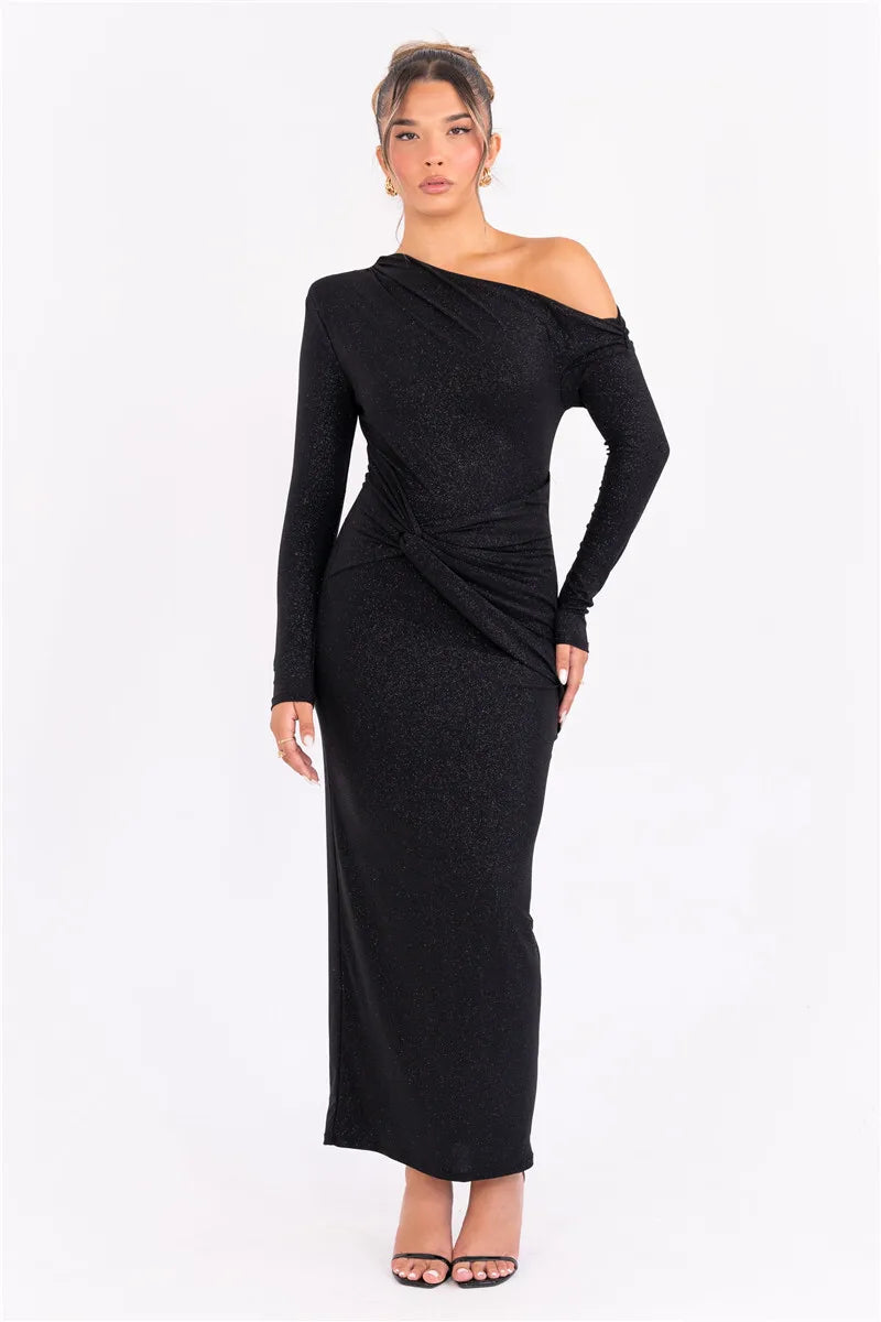 Nova Sparkle Long Sleeve Sexy Maxi Dress