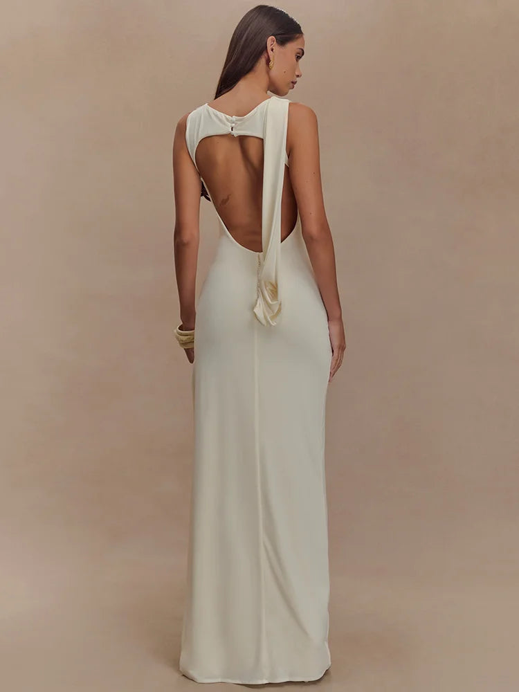 Nova Backless Ruched Sexy Maxi Tank Dress