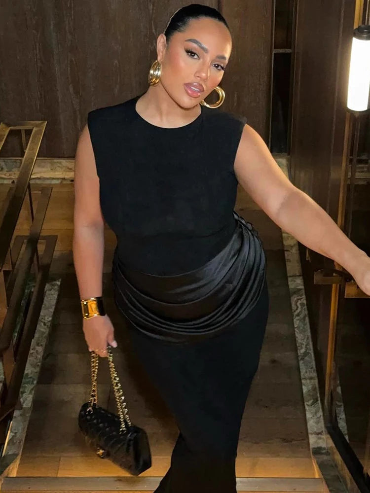 Sleeveless Ruched Sexy Maxi Dress