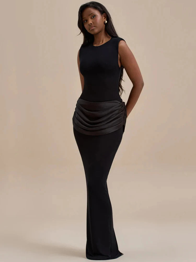 Sleeveless Ruched Sexy Maxi Dress